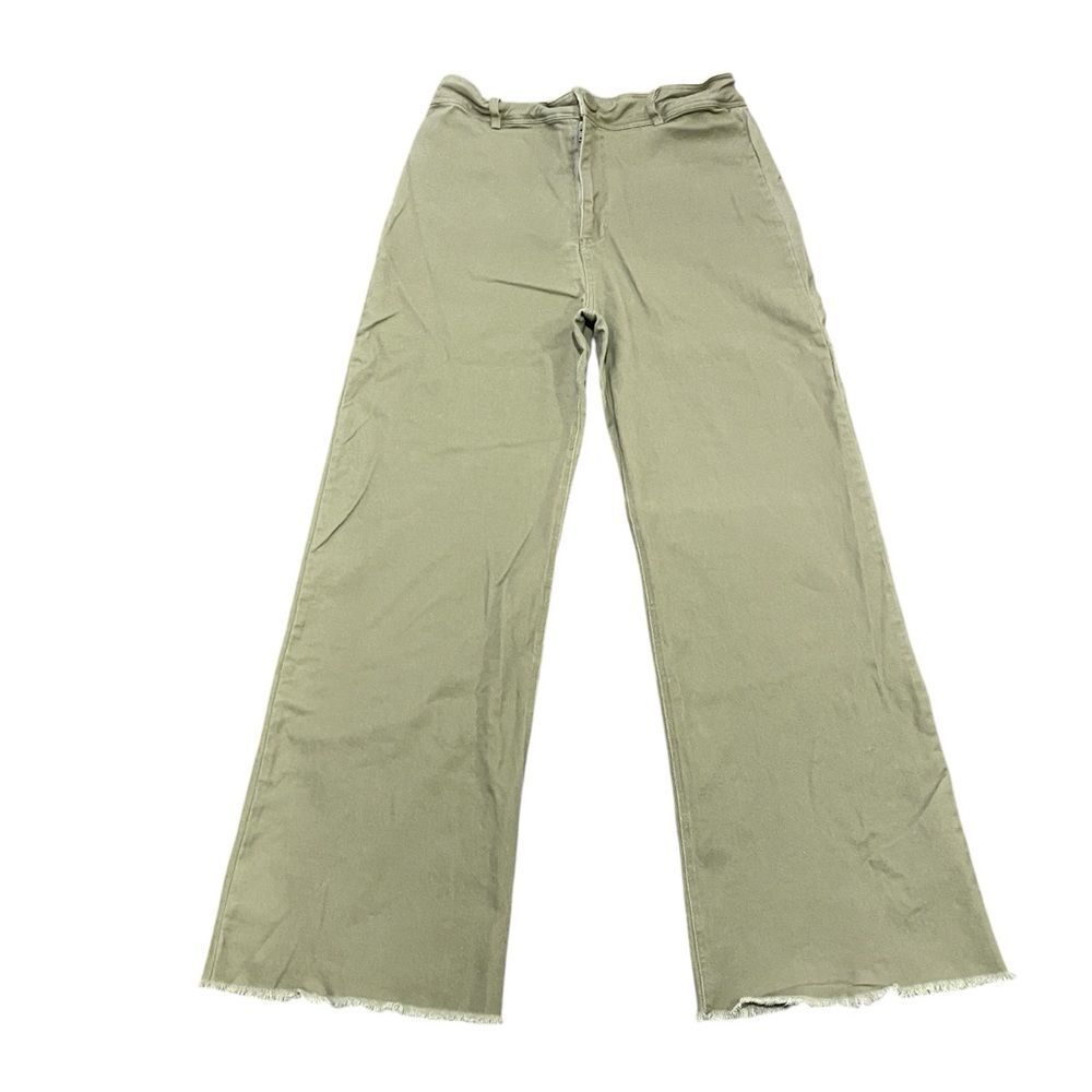 Miss Love Wide Leg High Waist Stretchy  Pants Olive Green Size Large